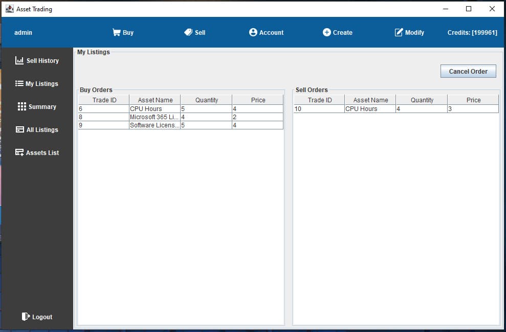 Company Asset Trading